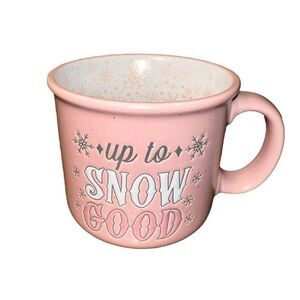 Peppermint Pine Up To Snow Good Pink Ceramic Mug with Snowflake Interior, 10 oz